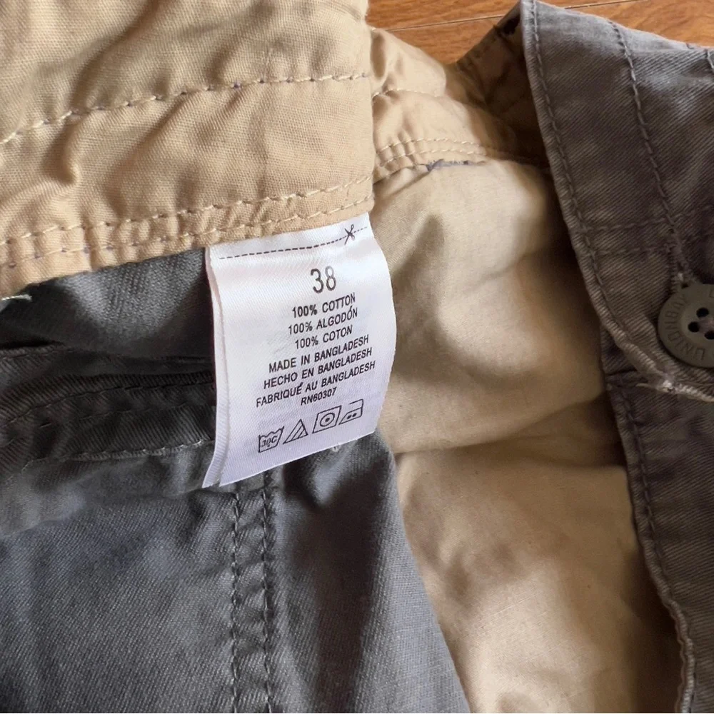 UNIONBAY Mens Gray Canvas 100% Cotton Cargo Utility Shorts Size 38
